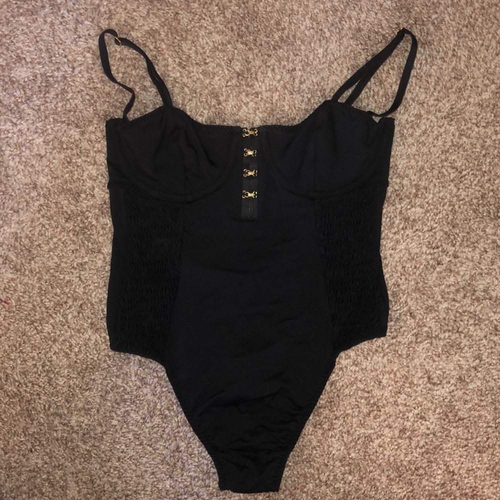 Victoria Secret Black Bodysuit w/ Ruched Sides